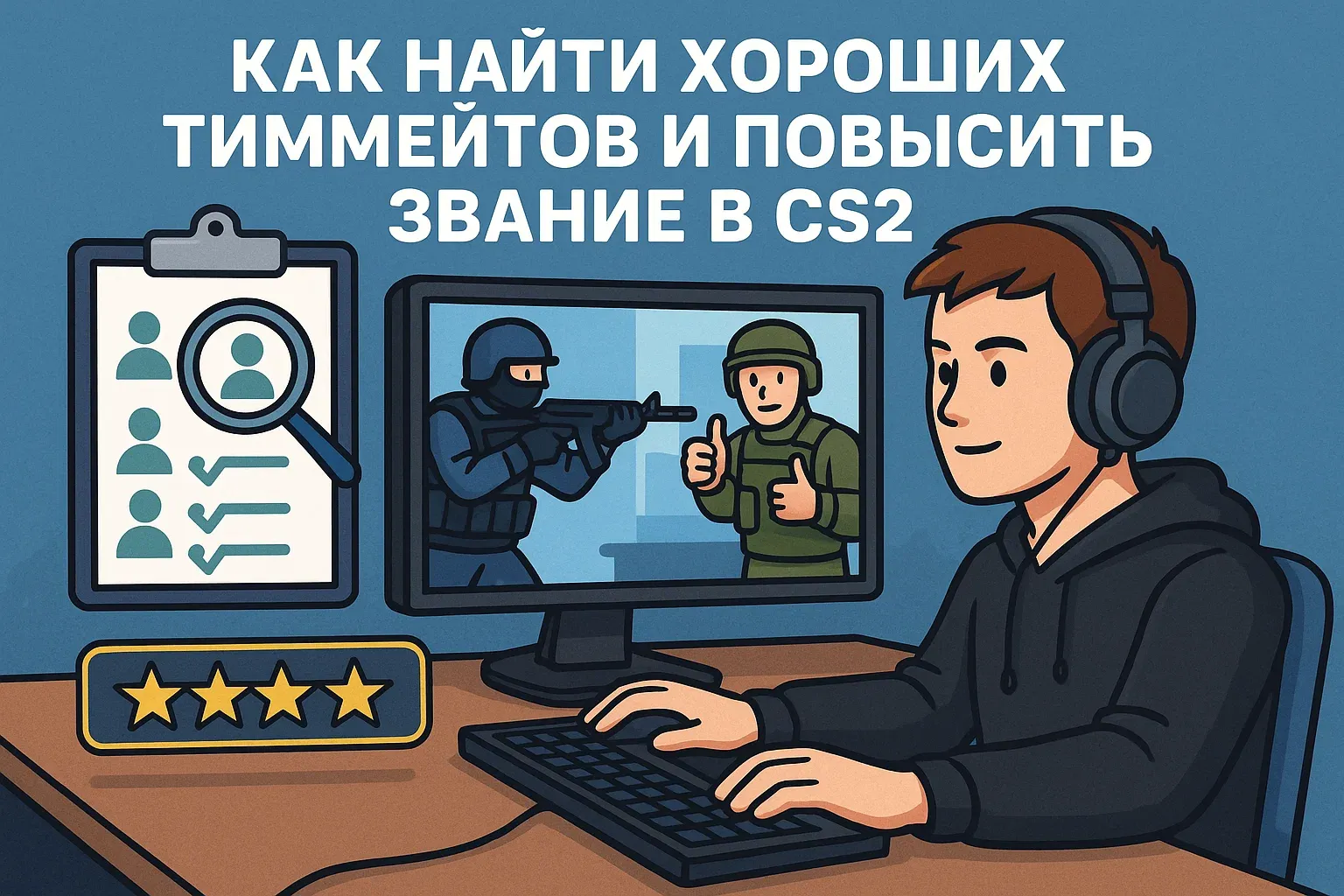 Как найти хороших тиммейтов и повысить звание в CS2